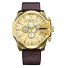 Cagarny - relógio esportivo militar - pulseira de couro - aço inoxidável