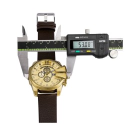 Cagarny - wojskowy zegarek sportowy - skórzany pasek - stal nierdzewnaZegarki