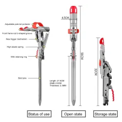 Sensitive fishing rod holder - automatic spring - adjustable - foldable - stainless steelFishing rods