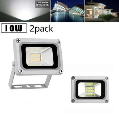 LED flomlys - vanntett reflektor - 220V - 10W - 2 stk