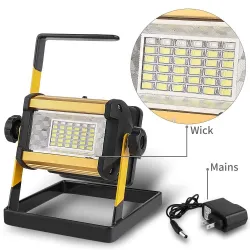 LED flomlys - bærbar reflektor - arbeidslys - oppladbar - vanntett - 50W