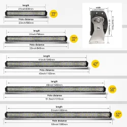Barre lumineuse LED - 3 rangées - faisceau combo - étanche - pour voiture / tracteur / 4WD / camion / SUV / ATV - 12V - 24V
