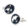 Boutons de manchette ronds bleus - mappemonde - laiton