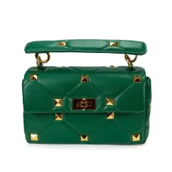 Luxe tas - met klinknagels / kettingriem / handvat - echt leerHandtassen