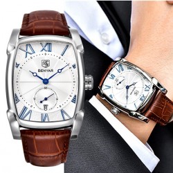 BENYAR - luksusowy zegarek kwarcowy - wodoodporny - skórzany pasekZegarki