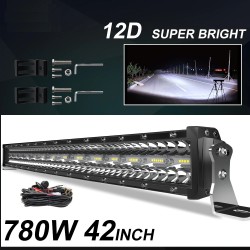Barra de luz LED - 3 linhas - feixe combinado - à prova d'água - para carro / trator / 4WD / caminhão / SUV / ATV - 12V - 24V