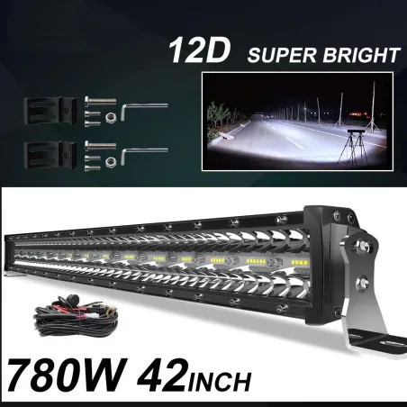 LED lysstang - 3-rads - kombistråle - vanntett - for bil / traktor / 4WD / lastebil / SUV / ATV - 12V - 24V