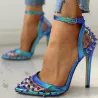 Escarpins sexy à talons hauts - transparents - avec bride à la cheville / rivets