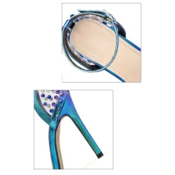 Escarpins sexy à talons hauts - transparents - avec bride à la cheville / rivets