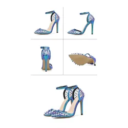 Sexy høyhælte pumps - gjennomsiktige - med ankelstropp / nagler