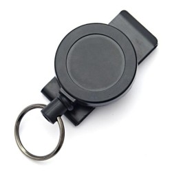 Metalen uitschuifbare sleutelhanger - clip - badgehouder - met staaldraadSleutelhangers