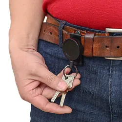Porte-clés rétractable en métal - clip - porte-badge - avec fil d'acier