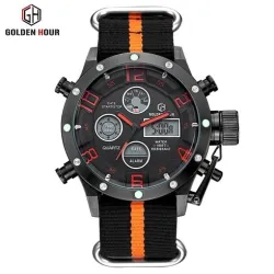 Golden Hour - sportsmilitær kvartsklokke - analog - digital LED-skjerm