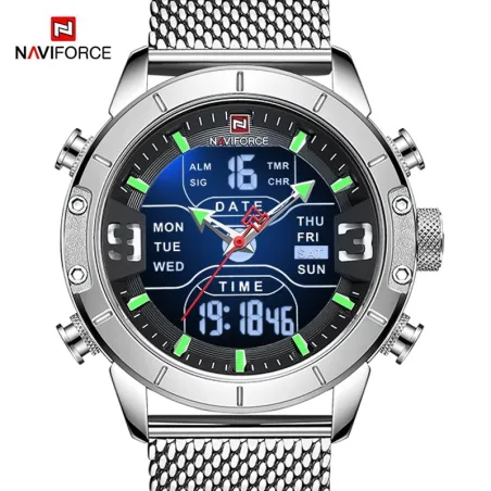 NAVIFORCE - montre de sport de luxe - quartz - numérique - double affichage analogique - étanche