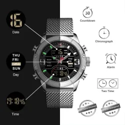 NAVIFORCE - montre de sport de luxe - quartz - numérique - double affichage analogique - étanche