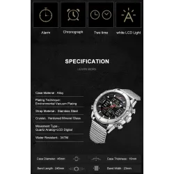 NAVIFORCE - montre de sport de luxe - quartz - numérique - double affichage analogique - étanche