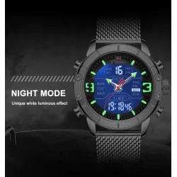 NAVIFORCE - montre de sport de luxe - quartz - numérique - double affichage analogique - étanche
