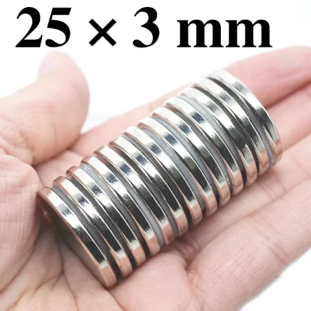 Aimant cylindre N35 en néodyme - 25 mm * 3 mm - 10 pièces