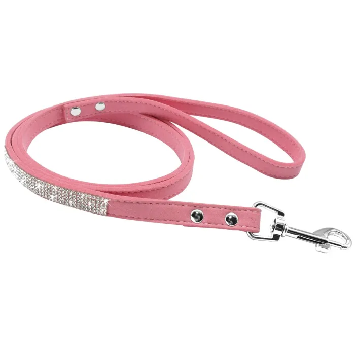 Laisse en cuir - avec strass - pour chiens / chats