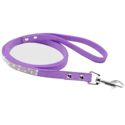 Laisse en cuir - avec strass - pour chiens / chats