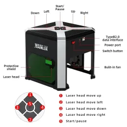 Wainlux - K6 - mini lasergraveringsmaskine - printer - skærer - træbearbejdning - plastik - 3000mw - WiFi