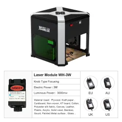 Wainlux - K6 - mini lasergraveringsmaskin - skriver - kutter - trebearbeiding - plast - 3000mw - WiFi