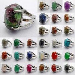 Vintage ring - med natursten - kristall tigeröga - rhodonit - sodalit - sandsten - labradorit - lapis