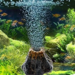 Simulazione vulcano - ornamento roccioso - pompa di aerazione - creatore di bolle - decorazione acquario