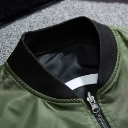 Bomber - pilot jacket - short windbreaker - double sided - with patches / zipper - slim typeJackets