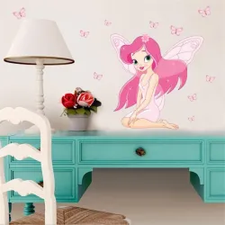 Beautiful cartoon butterfly girl - wall sticker - 70 * 80cmWall stickers