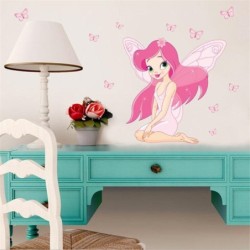 Pegatinas de paredHermosa niña mariposa de dibujos animados - etiqueta de la pared - 70 * 80cm