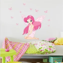 Beautiful cartoon butterfly girl - wall sticker - 70 * 80cmWall stickers