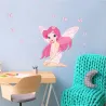 Smuk tegneserie sommerfuglepige - wallsticker - 70 * 80cm