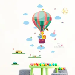 Dekorativa väggklistermärken - färgglada ballonger / moln / djur