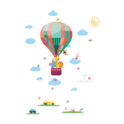 Dekorative veggklistremerker - fargerike ballonger / skyer / dyr