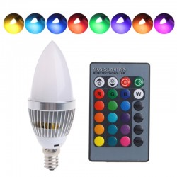 E12 E14 3W RGB LED 15 - ljus glödlampa med fjärrkontroll - färgbyte