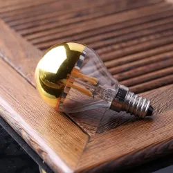 Ampoule LED - G45 bulle miroir doré - dimmable - blanc chaud - 4W - E12 - E14 - 10 pièces