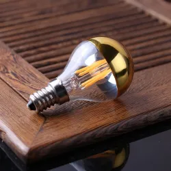 Ampoule LED - G45 bulle miroir doré - dimmable - blanc chaud - 4W - E12 - E14 - 10 pièces
