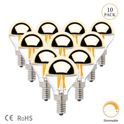 Lâmpada LED - bolha de espelho G45 ouro - regulável - branco quente - 4W - E12 - E14 - 10 peças