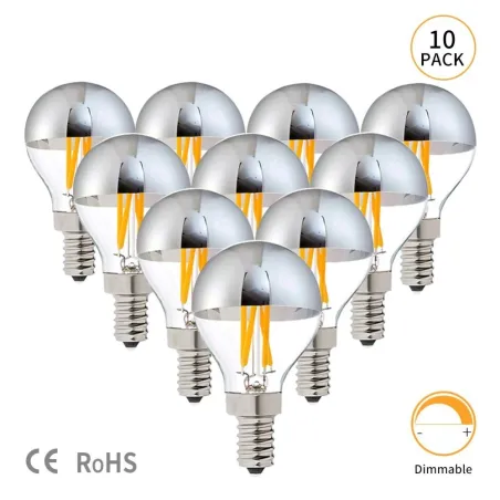 LED-pære - G45 sølv speilkule - dimbar - varmhvit - 4W - E12 - E14 - E26 - E27 - 10 stk.