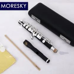 Instrumento MusicalMORESKY - mini flautín - flauta C-Key - cuproníquel - chapado en plata - con estuche