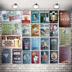 Affiche vintage - enseigne murale métal - cocktail - boisson - bière