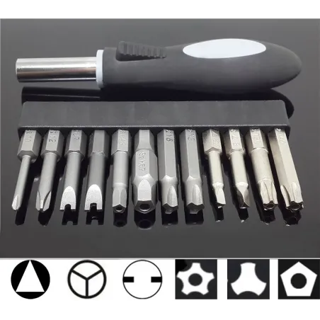 Schraubendrehersatz - S2 Stahl - 1/4 Sechskant - Magnetgriff - Bits - U-Typ - Y-Typ - Stern - Dreieck