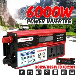Konwerter ładowania samochodu - falownik solarny - 6000W - DC 12/24V na AC 220V transformator napięciaSamochody