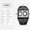 SINOBI - montre à quartz à la mode pour hommes - double fuseau horaire multiple - bracelet en cuir
