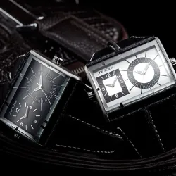 SINOBI - montre à quartz à la mode pour hommes - double fuseau horaire multiple - bracelet en cuir