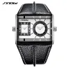 SINOBI - montre à quartz à la mode pour hommes - double fuseau horaire multiple - bracelet en cuir