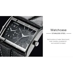 SINOBI - montre à quartz à la mode pour hommes - double fuseau horaire multiple - bracelet en cuir