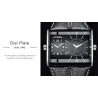 SINOBI - montre à quartz à la mode pour hommes - double fuseau horaire multiple - bracelet en cuir
