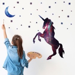 Adesivo decorativo de parede - cavalo - unicórnio - estrelas